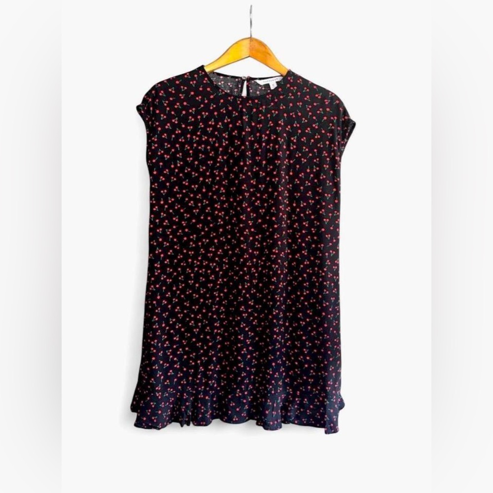 Popsugar Cherry Dress Mini Minidress Tunic Peplum Sheath Black Red Green S Small